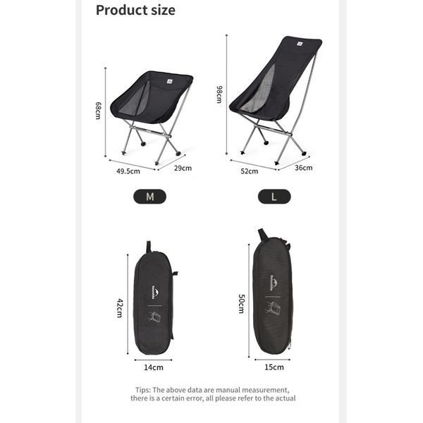 Стілець складаний ультралегкий Naturehike Stellaluna L04 CNK2450JJ015, розмір М, алюміній, сірий at-6976023929892 фото