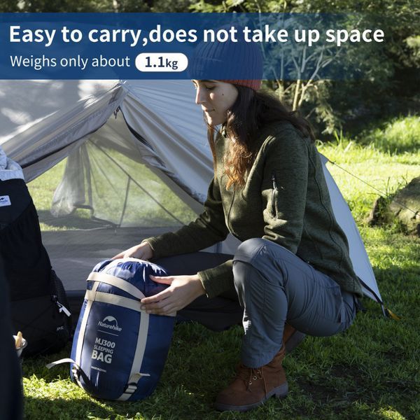 Спальник з капюшоном Naturehike MJ300 CNK2300SD014, темно-блакитний at-6976023923081 фото
