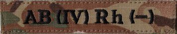 Нашивка нагрудна група крові AB (IV) Rh (-) 4- Multicam (0070) 4- 16566 фото