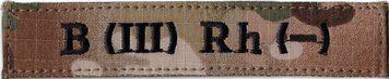 Нашивка нагрудна група крові B (III) Rh (-) 3- Multicam (0070) 3- 16564 фото