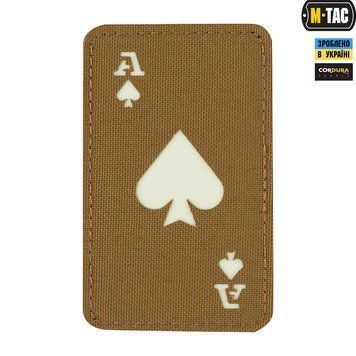M-TAC нашивка ACE OF SPADES карта (туз пік) Coyote\GID Laser Cut 51109599 13112 фото