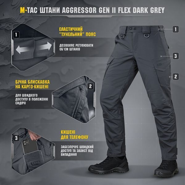 M-TAC Штани AGGRESSOR GEN.2 FLEX Dark Gray 20058012 38\34(р) 27960 фото