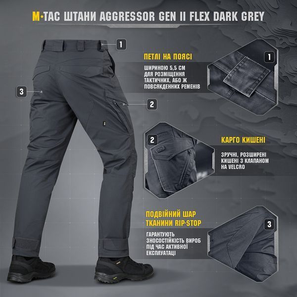 M-TAC Штани AGGRESSOR GEN.2 FLEX Dark Gray 20058012 38\34(р) 27960 фото